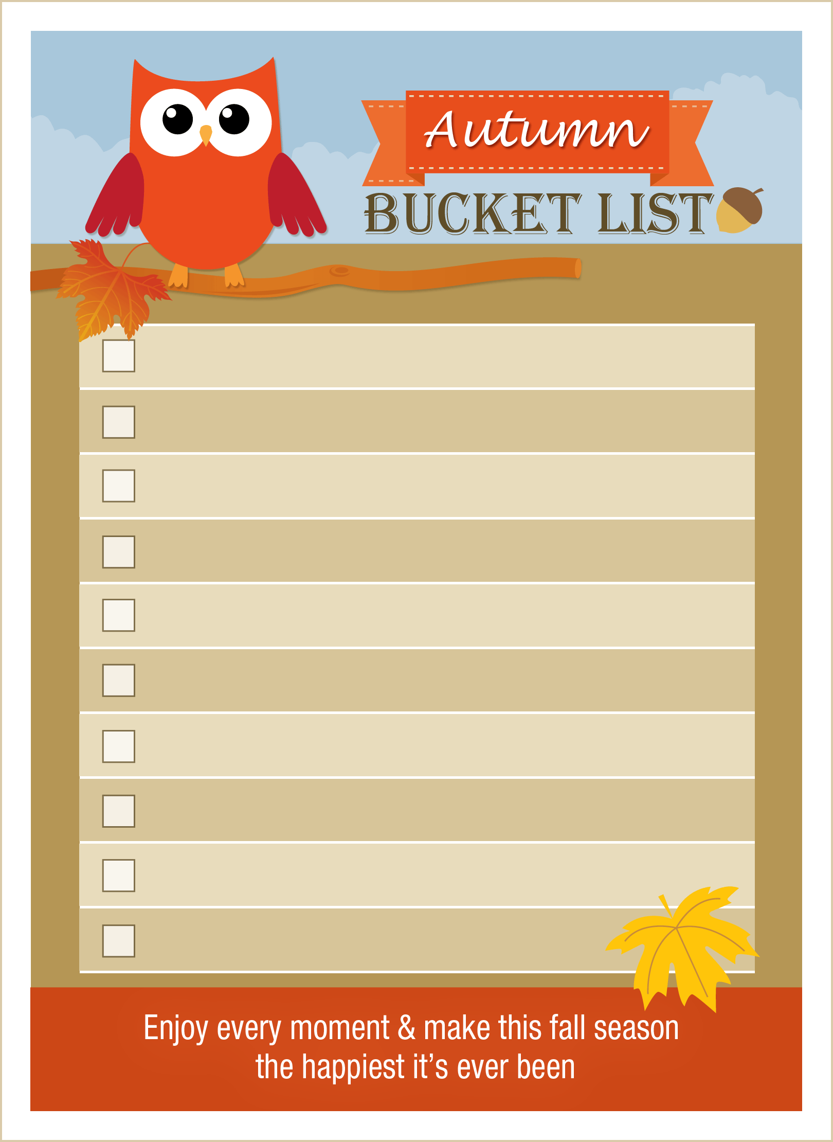 Printable Bucket List The Bubbly Bay